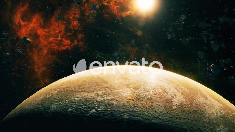 Flying Through Asteroids with Big Planet to Space Nebula and Star Videohive 22760545 Motion Graphics Image 2