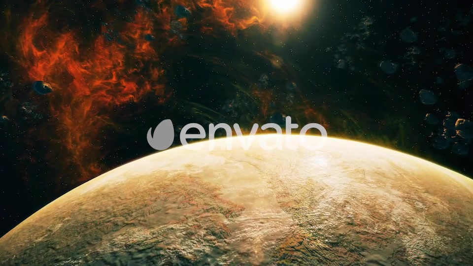 Flying Through Asteroids with Big Planet to Space Nebula and Star Videohive 22760545 Motion Graphics Image 3