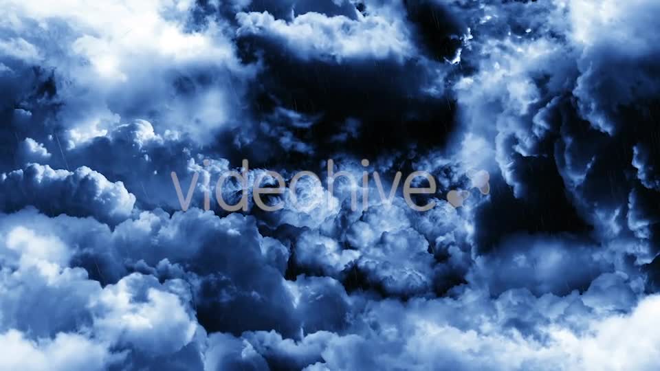 Flying Through Dark Night Thunder Clouds with Rain and Lightnings Videohive 21416514 Motion Graphics Image 1