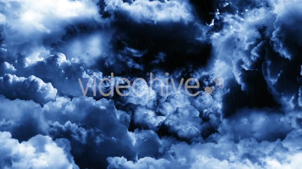 Flying Through Dark Night Thunder Clouds with Rain and Lightnings Videohive 21416514 Motion Graphics Image 2