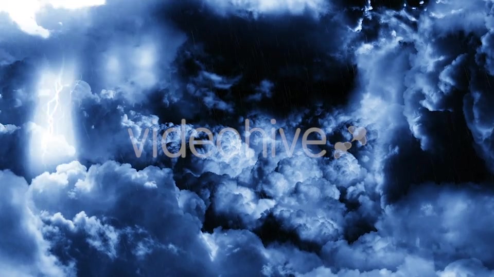 Flying Through Dark Night Thunder Clouds with Rain and Lightnings Videohive 21416514 Motion Graphics Image 4