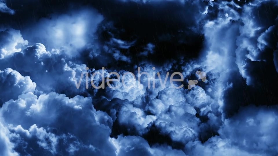 Flying Through Dark Night Thunder Clouds with Rain and Lightnings Videohive 21416514 Motion Graphics Image 5