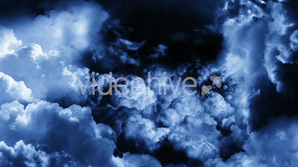 Flying Through Dark Night Thunder Clouds with Rain and Lightnings Videohive 21416514 Motion Graphics Image 6