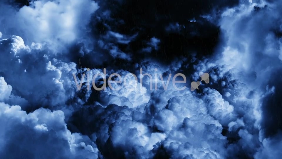Flying Through Dark Night Thunder Clouds with Rain and Lightnings Videohive 21416514 Motion Graphics Image 8