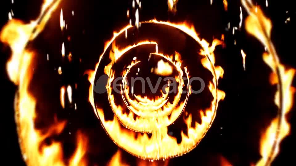 Flying Through Fire Circle Tunnel With Falling Flames Background Loop Videohive 22032679 Motion Graphics Image 1