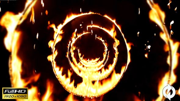 Flying Through Fire Circle Tunnel With Falling Flames Background Loop - Videohive Download 22032679