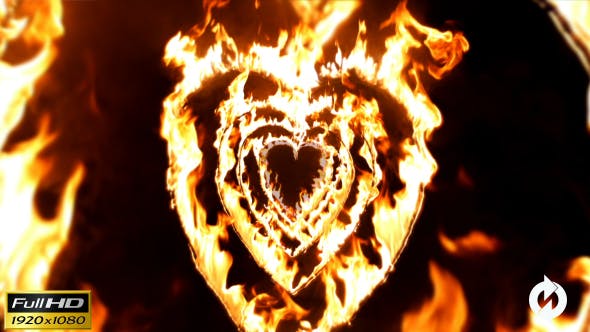 Flying Through Fire Hearts Tunnel Background Loop - Videohive 21475537 Download