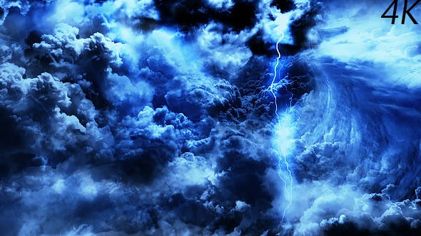 Flying Through Mysterious Dark Night Thunder Clouds - 21523467 Download Videohive