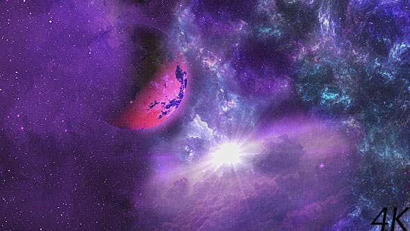 Flying Through Space Nebulae to the Planet and the Shine Star - 20483978 Videohive Download