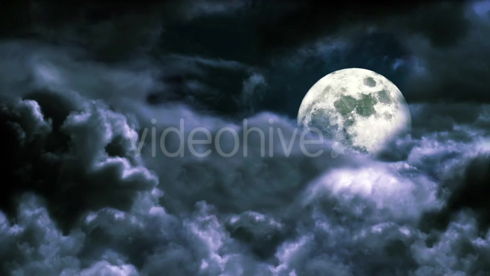 Flying Through the Clouds in the Night Sky with the Moon Videohive 20237131 Motion Graphics Image 3