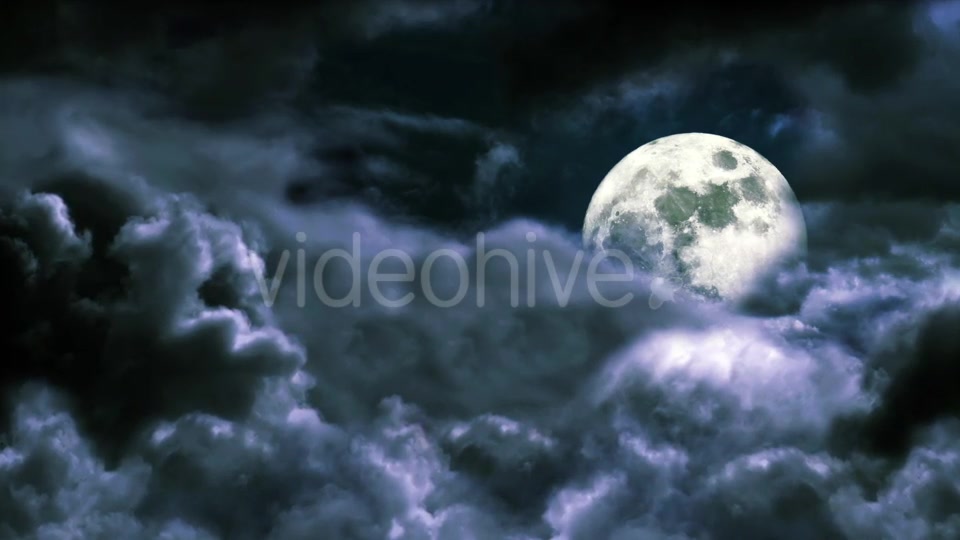 Flying Through the Clouds in the Night Sky with the Moon Videohive 20237131 Motion Graphics Image 4