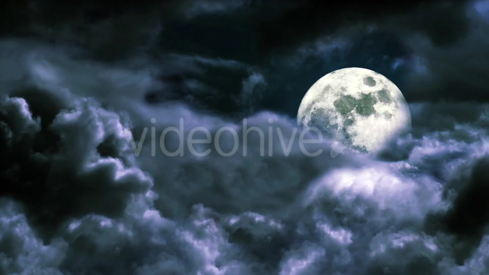 Flying Through the Clouds in the Night Sky with the Moon Videohive 20237131 Motion Graphics Image 5