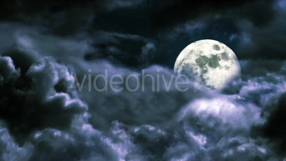 Flying Through the Clouds in the Night Sky with the Moon Videohive 20237131 Motion Graphics Image 6