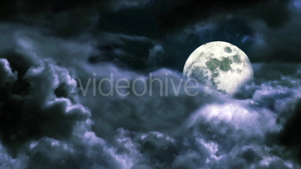 Flying Through the Clouds in the Night Sky with the Moon Videohive 20237131 Motion Graphics Image 7