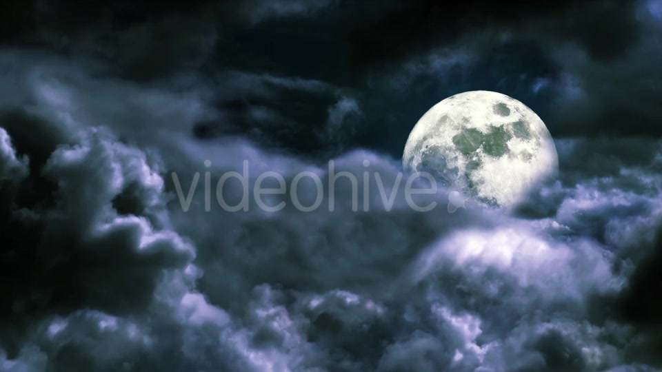 Flying Through the Clouds in the Night Sky with the Moon Videohive 20237131 Motion Graphics Image 8