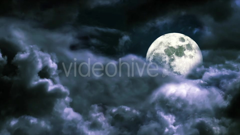 Flying Through the Clouds in the Night Sky with the Moon Videohive 20237131 Motion Graphics Image 9