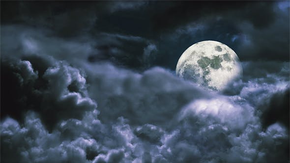 Flying Through the Clouds in the Night Sky with the Moon - Download 20237131 Videohive