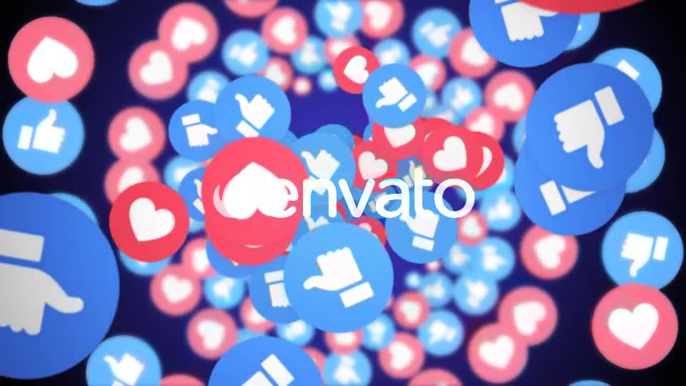 Four Falling Social Network Emoji: Like and Hearts with Alpha Channel (4 Videos)) Videohive 22074932 Motion Graphics Image 1