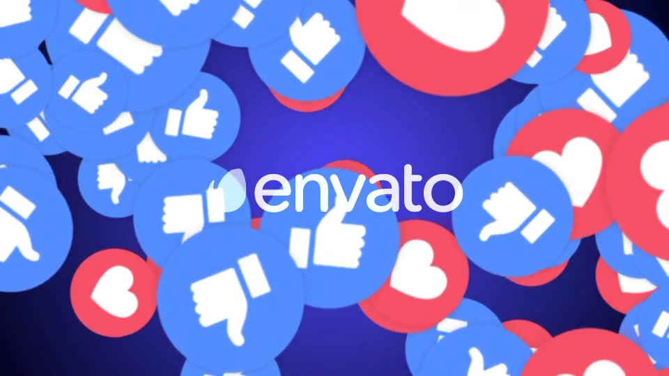 Four Falling Social Network Emoji: Like and Hearts with Alpha Channel (4 Videos)) Videohive 22074932 Motion Graphics Image 12