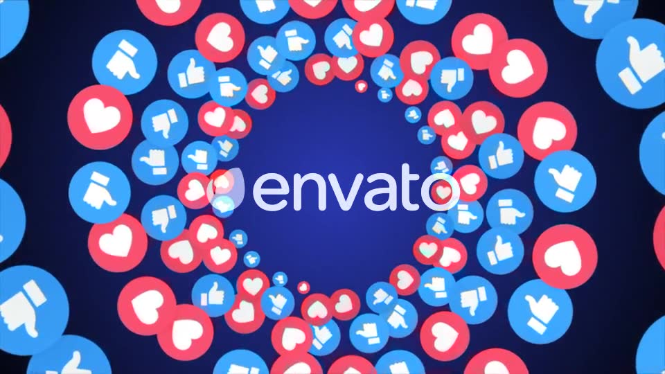 Four Falling Social Network Emoji: Like and Hearts with Alpha Channel (4 Videos)) Videohive 22074932 Motion Graphics Image 2