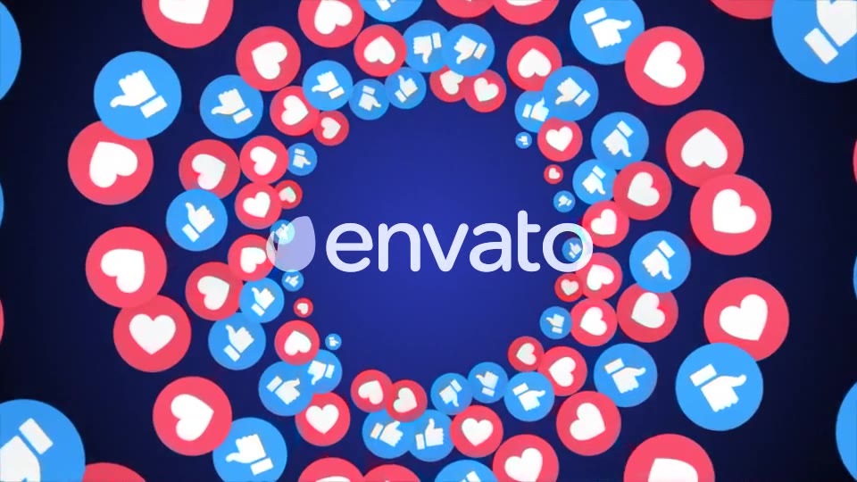 Four Falling Social Network Emoji: Like and Hearts with Alpha Channel (4 Videos)) Videohive 22074932 Motion Graphics Image 3