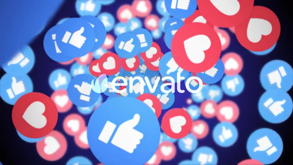 Four Falling Social Network Emoji: Like and Hearts with Alpha Channel (4 Videos)) Videohive 22074932 Motion Graphics Image 5