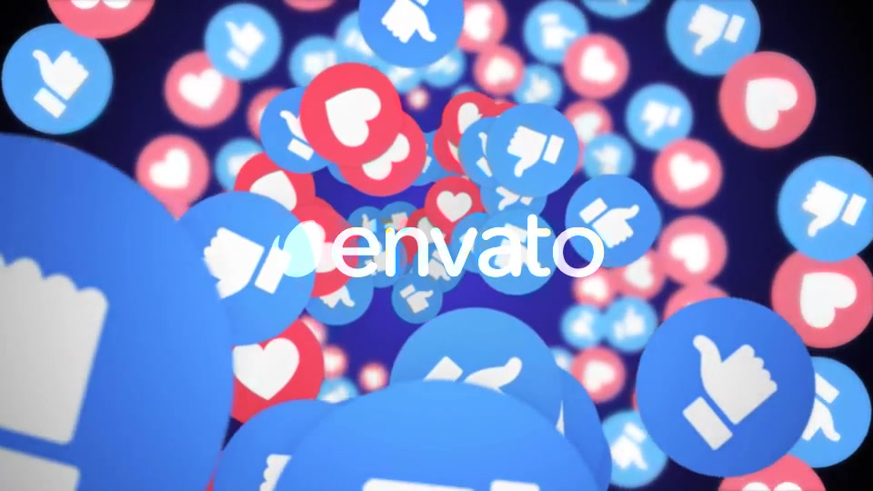 Four Falling Social Network Emoji: Like and Hearts with Alpha Channel (4 Videos)) Videohive 22074932 Motion Graphics Image 6