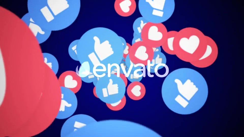 Four Falling Social Network Emoji: Like and Hearts with Alpha Channel (4 Videos)) Videohive 22074932 Motion Graphics Image 8