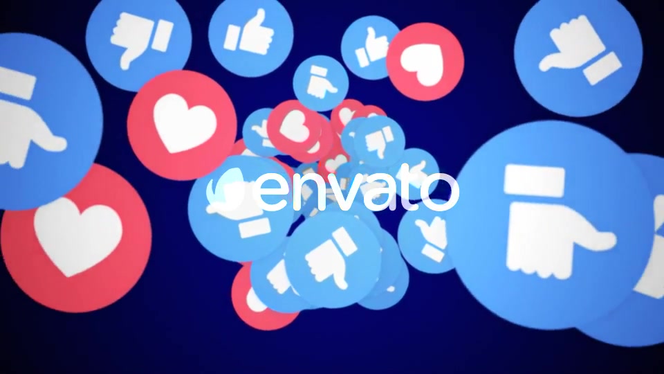 Four Falling Social Network Emoji: Like and Hearts with Alpha Channel (4 Videos)) Videohive 22074932 Motion Graphics Image 9