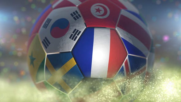 France Flag on a Soccer Ball Football Fly with Particles - Download 21869149 Videohive
