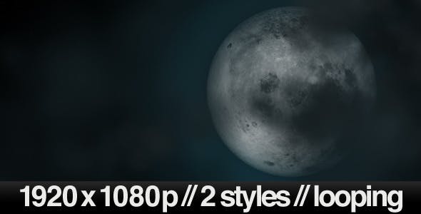 Full Moon Under Cloudy Sky 2 Styles Looping - Download 3296882 Videohive