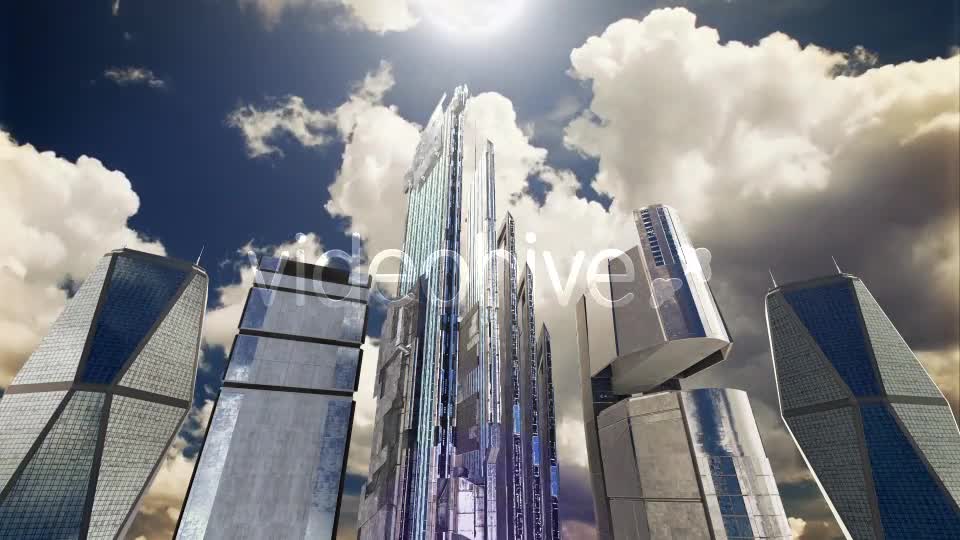Futuristic City. Skyscrapers, Sky, Clouds and Sun Videohive 13409971 Motion Graphics Image 1