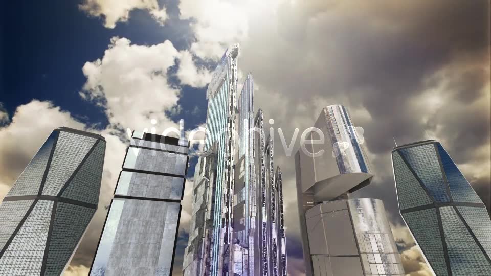 Futuristic City. Skyscrapers, Sky, Clouds and Sun Videohive 13409971 Motion Graphics Image 2