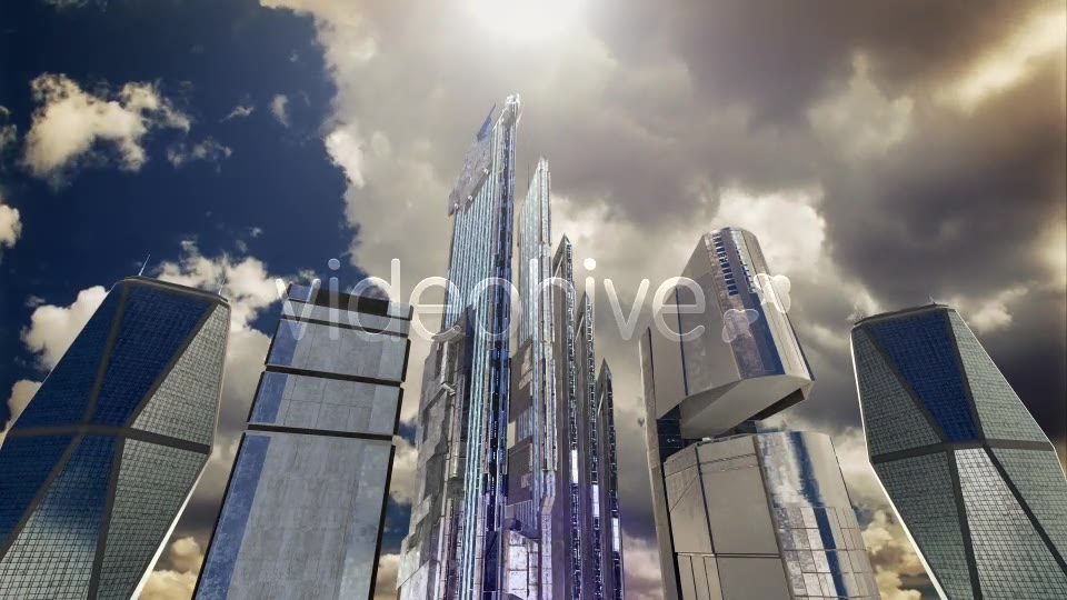 Futuristic City. Skyscrapers, Sky, Clouds and Sun Videohive 13409971 Motion Graphics Image 3
