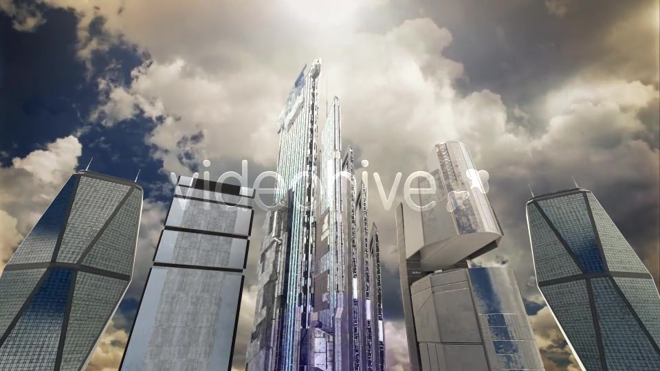 Futuristic City. Skyscrapers, Sky, Clouds and Sun Videohive 13409971 Motion Graphics Image 4