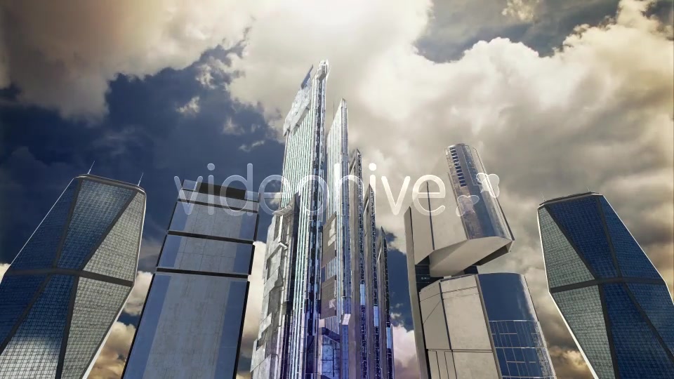 Futuristic City. Skyscrapers, Sky, Clouds and Sun Videohive 13409971 Motion Graphics Image 5