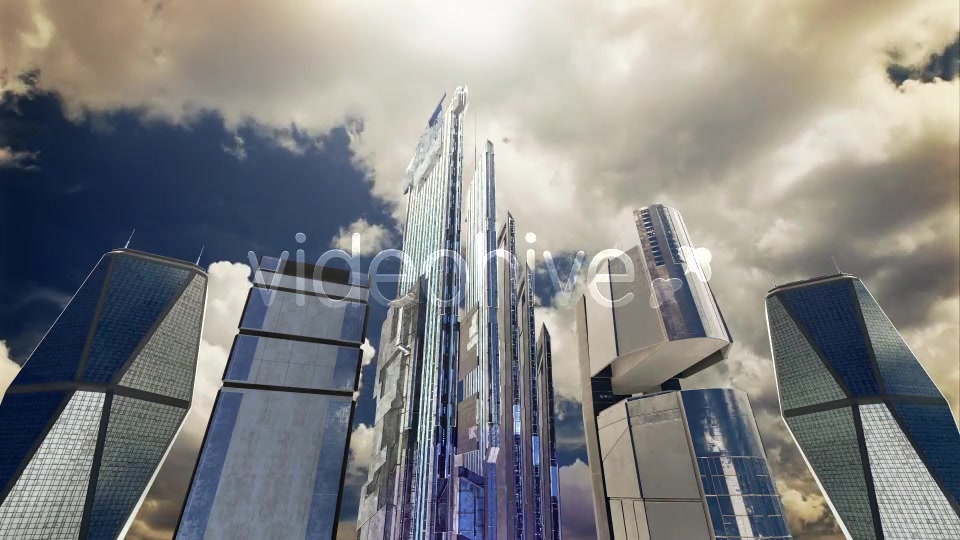 Futuristic City. Skyscrapers, Sky, Clouds and Sun Videohive 13409971 Motion Graphics Image 6