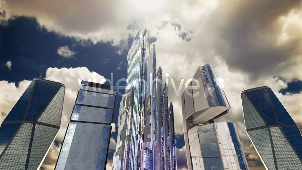 Futuristic City. Skyscrapers, Sky, Clouds and Sun Videohive 13409971 Motion Graphics Image 7