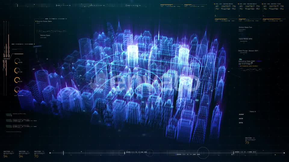 Futuristic Holographic Digital Matrix City HUD 01 Videohive 24268380 Motion Graphics Image 1