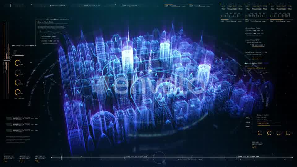 Futuristic Holographic Digital Matrix City HUD 01 Videohive 24268380 Motion Graphics Image 10