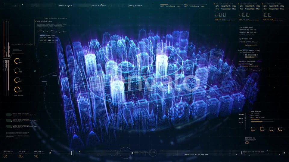 Futuristic Holographic Digital Matrix City HUD 01 Videohive 24268380 Motion Graphics Image 5