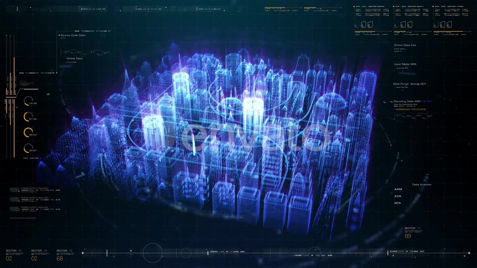 Futuristic Holographic Digital Matrix City HUD 01 Videohive 24268380 Motion Graphics Image 6