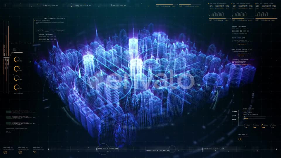 Futuristic Holographic Digital Matrix City HUD 01 Videohive 24268380 Motion Graphics Image 7
