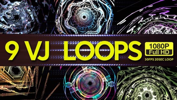 Futuristic Time Tunnels VJ Loops 9 In 1 - Videohive Download 23138181
