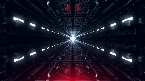 Futuristic Tunnel of Pipes and Neon Lamps - Videohive 19962817 Download