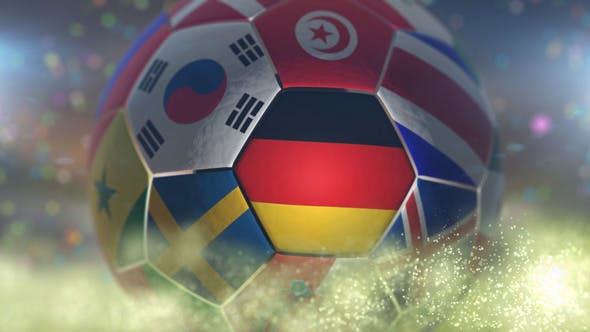 Germany Flag on a Soccer Ball Football Fly with Particles - Download 21863623 Videohive