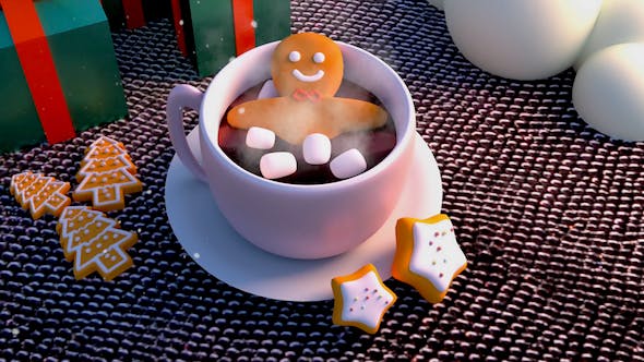 Gingerbread Man And Hot Chocolate - 18118854 Videohive Download