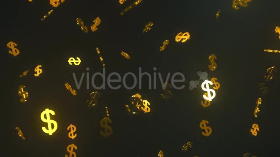 Glittering Golden Dollars Floating in Dark Space Videohive 19471559 Motion Graphics Image 2