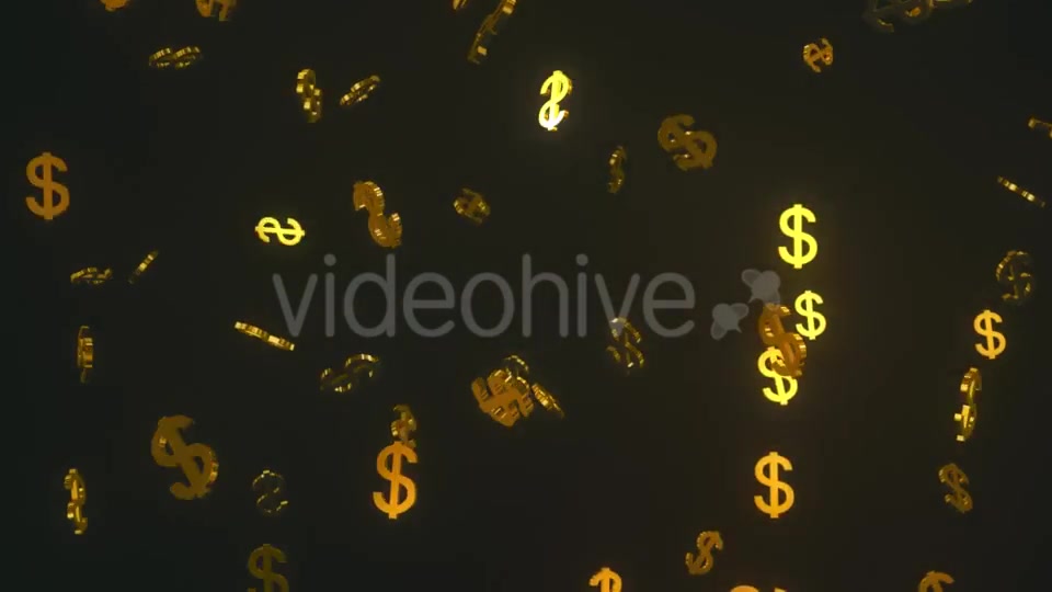 Glittering Golden Dollars Floating in Dark Space Videohive 19471559 Motion Graphics Image 3