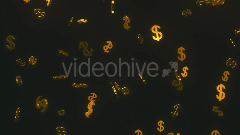 Glittering Golden Dollars Floating in Dark Space Videohive 19471559 Motion Graphics Image 4